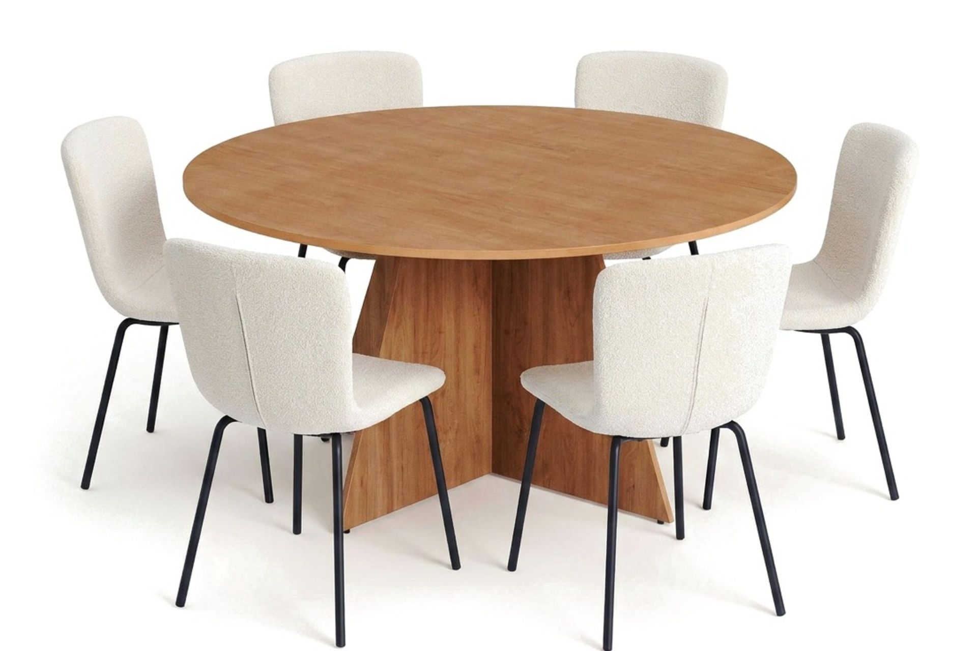 Vera spisegruppe rund 150 cm eik med 6 Katy spisestoler - Eik