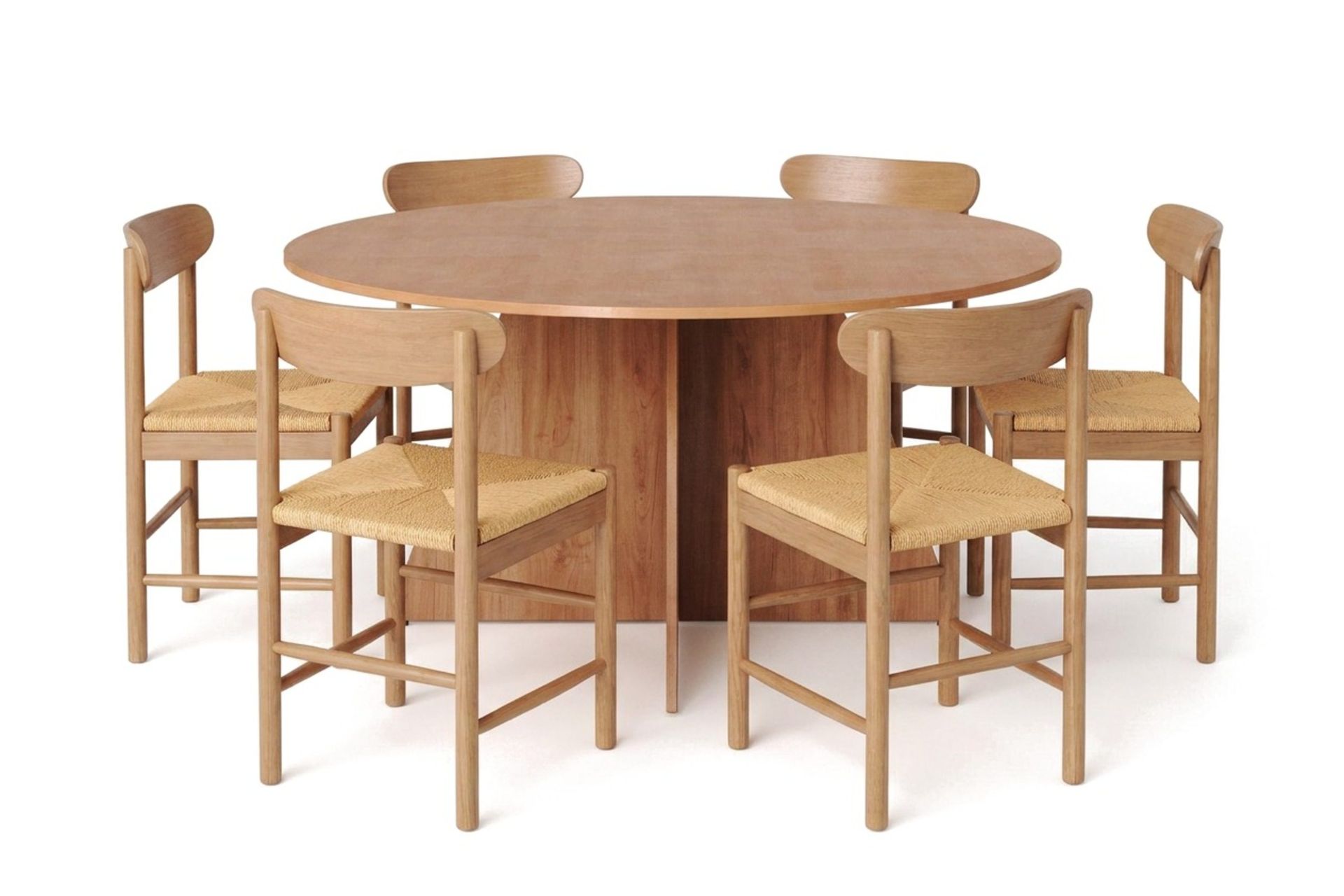 Vera Spisegruppe rund 150 cm Eik med 6 Malte Spisestoler - Eik