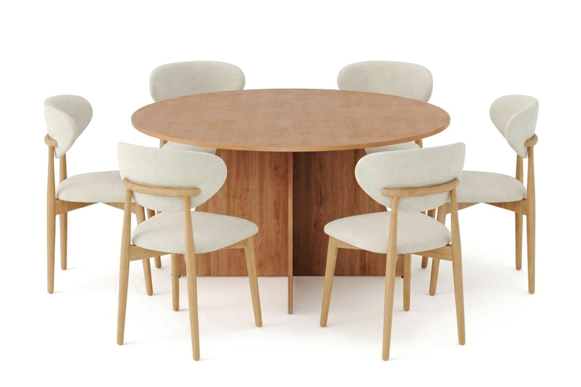Vera spisegruppe rund 150 cm eik med 6 Molly spisestoler - Eik