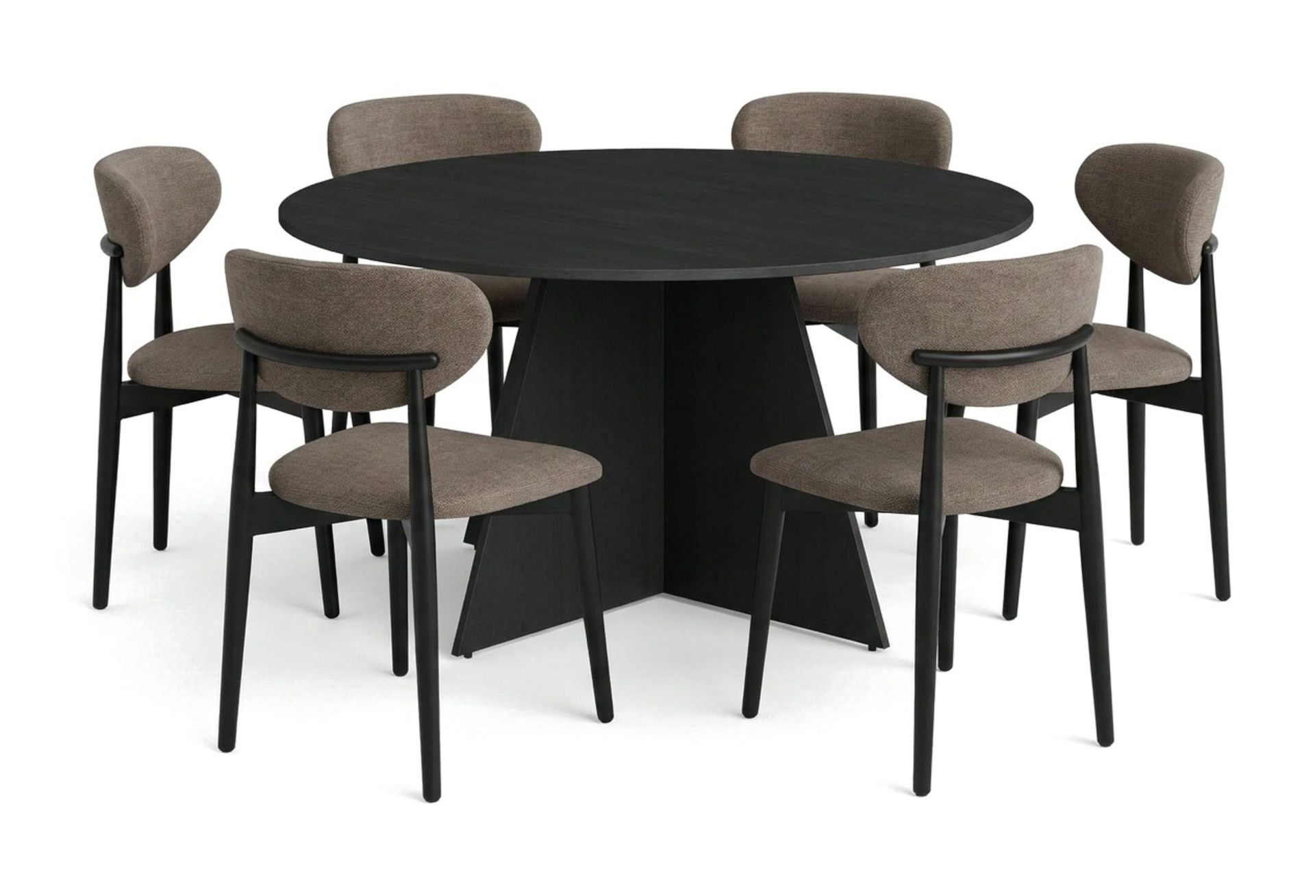 Vera spisegruppe rund 150 cm svart med 6 Molly spisestoler - Svart
