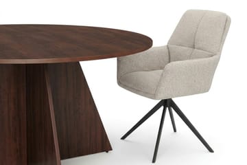 Vera spisegruppe rund 150 cm valnøtt med 6 Torsby spisestoler - Valnøtt - Møbler - Bord - Spisegrupper