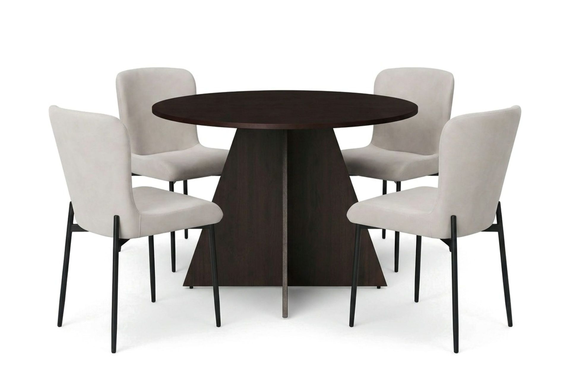 Vera spisegruppe rundt 110 cm røkt eik med 4 Elsie spisestoler - Røkt eik/Beige