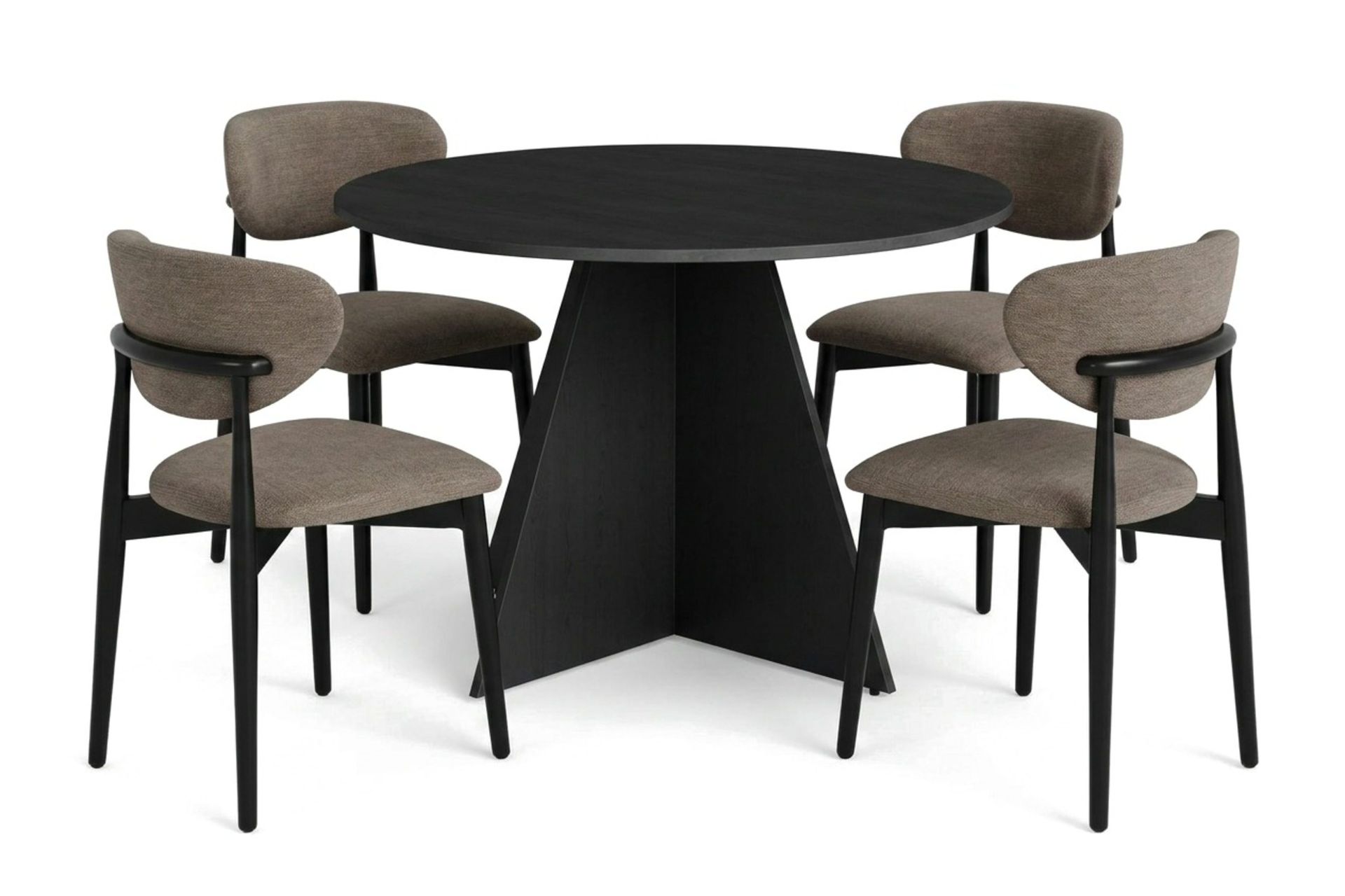Vera spisegruppe rundt 110 cm svart med 4 Molly spisestoler - Svart