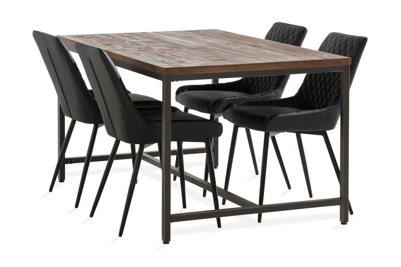 Wilmer Spisegruppe 140 cm inkl. 4 Hennebyn Stoler - Svart/Brun - Møbler - Bord - Spisegrupper
