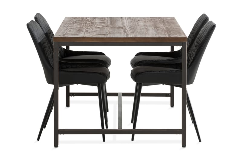 Wilmer Spisegruppe 140 cm inkl. 4 Hennebyn Stoler - Svart/Brun - Møbler - Bord - Spisegrupper