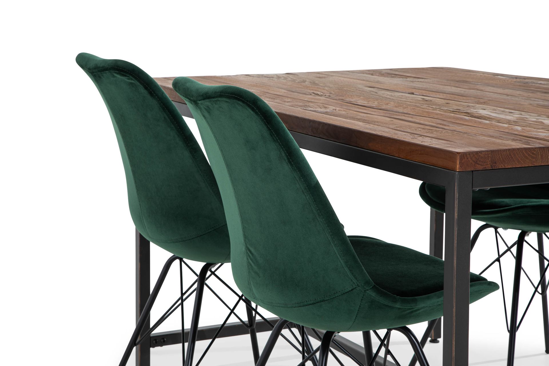 Wilmer Spisegruppe 140 cm med 4 Shell Stol Fløyel - Brun/Grønn - Møbler - Bord - Spisegrupper