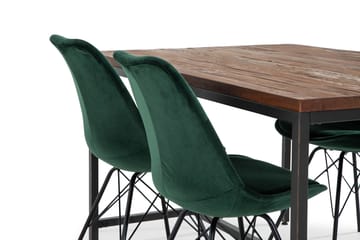 Wilmer Spisegruppe 140 cm med 4 Shell Stol Fløyel - Brun/Grønn - Møbler - Bord - Spisegrupper
