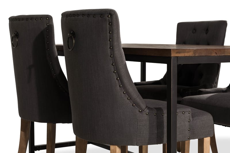 Wilmer Spisegruppe 140 cm med 4 Viktoria Lenestol - Rustikk Alm/Svart/Grå/Tre - Møbler - Bord - Spisegrupper
