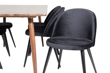 Ypas Spisebord 180 cm Med 6 Valerie Kjøkkenstoler Fløyel - Møbler - Bord - Spisegrupper