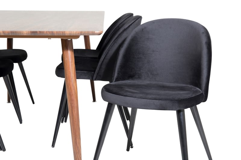 Ypas Spisebord 180 cm Med 6 Valerie Kjøkkenstoler Fløyel - Spisegrupper