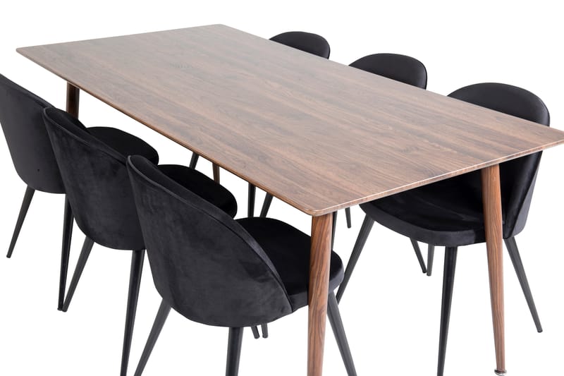 Ypas Spisebord 180 cm Med 6 Valerie Kjøkkenstoler Fløyel - Spisegrupper