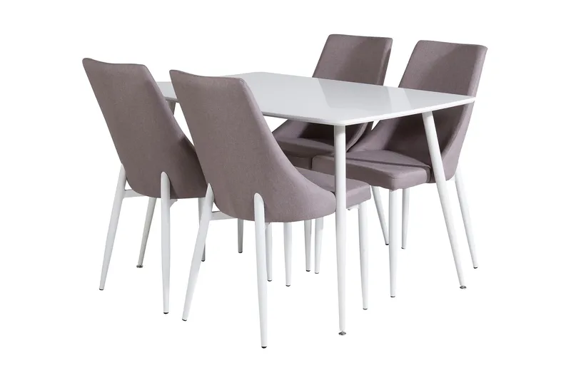 Ypas Spisegruppe 120 cm inkl. 4 Ludde Stoler, Hvit/Grå