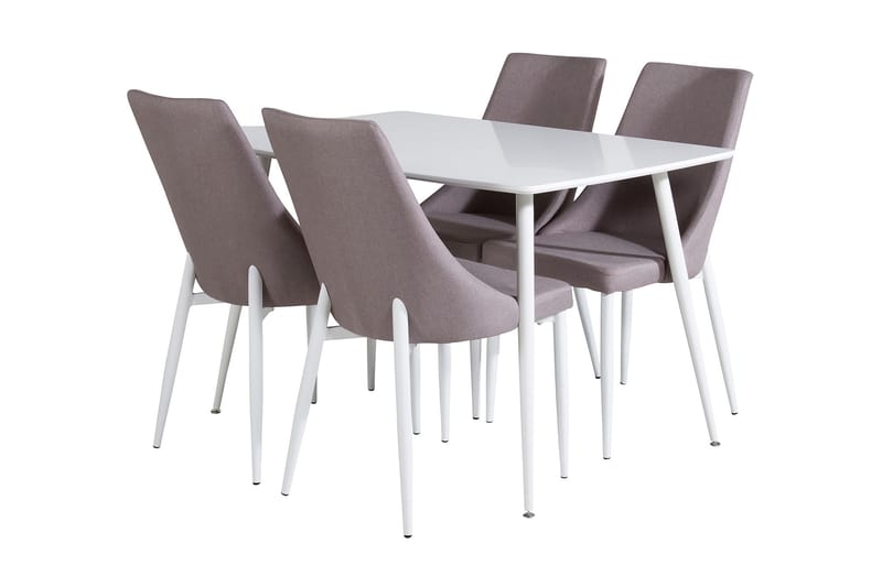 Ypas Spisegruppe 120 cm inkl. 4 Ludde Stoler, Hvit/Grå
