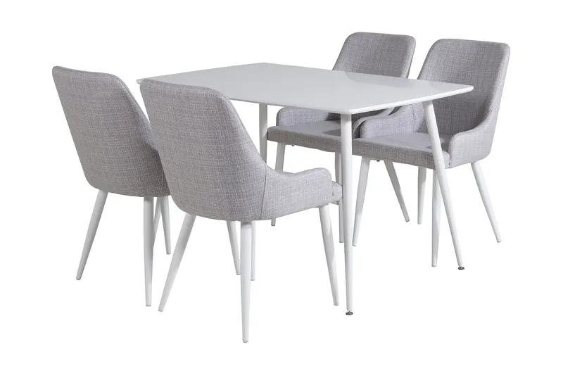 Ypas Spisegruppe 120 cm inkl. 4 Ridones Stoler, Hvit/Grå
