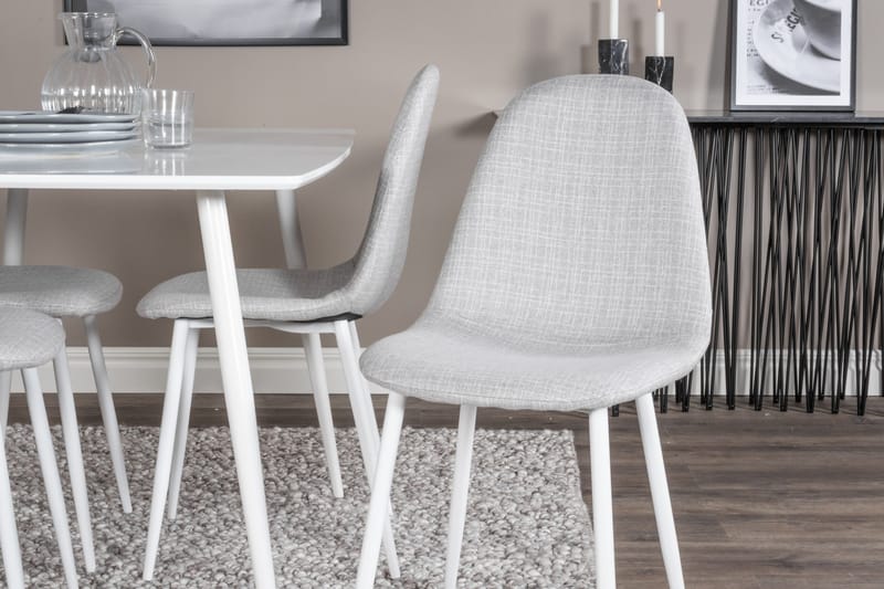 Ypas Spisegruppe 120 cm inkl. 4 Ypas Stoler - Hvit/Gr å - Møbler - Bord - Spisegrupper