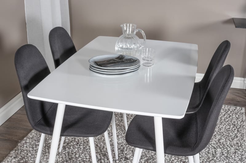 Ypas Spisegruppe 120 cm inkl. 4 Ypas Stoler - Hvit/Svart - Møbler - Bord - Spisegrupper