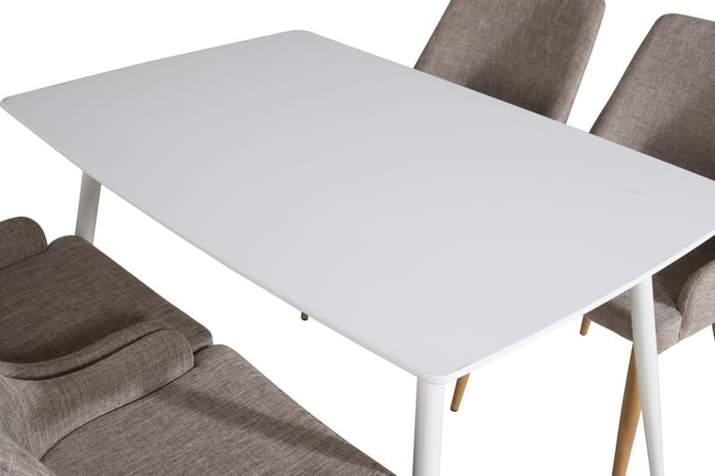 Ypas Spisegruppe 120 cm inkl. 4 Pelle Stoler - Hvit/Lysegrå/Eik - Møbler - Bord - Spisegrupper