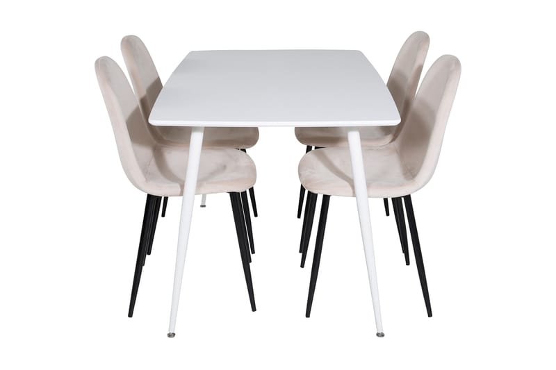 Ypas Spisegruppe 120 cm inkl. 4 Pontus Stoler - Hvit/Svart/Beige - Møbler - Bord - Spisegrupper