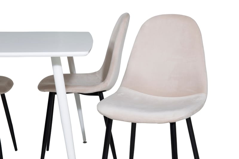 Ypas Spisegruppe 120 cm inkl. 4 Pontus Stoler - Hvit/Svart/Beige - Møbler - Bord - Spisegrupper