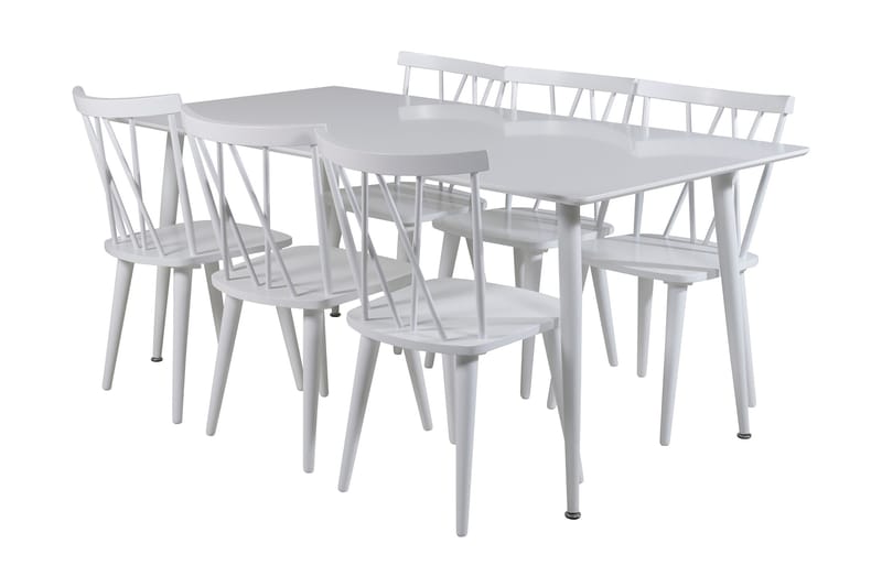 Ypas Spisegruppe 180 cm inkl. 6 Mollan Stoler, Hvit