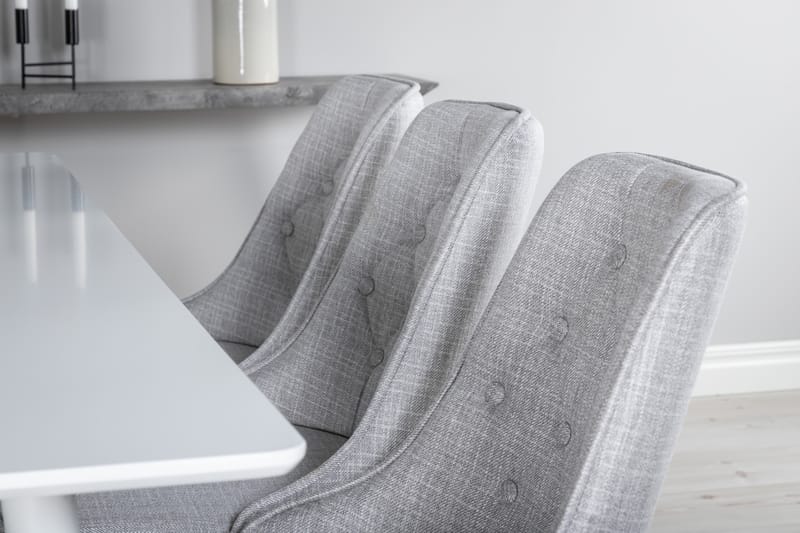 Ypas Spisegruppe 180 cm inkl. 6 Valera Stoler - Hvit/Grå - Møbler - Bord - Spisegrupper