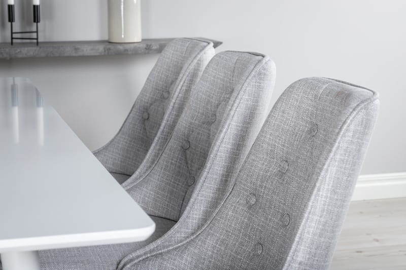 Ypas Spisegruppe 180 cm inkl. 6 Valera Stoler - Hvit/Grå - Møbler - Bord - Spisegrupper