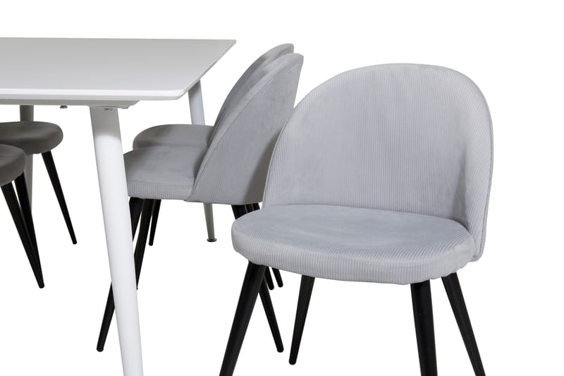 Ypas Spisegruppe 180 cm inkl. 6 Valeri Stoler - Hvit/Grå - Møbler - Bord - Spisegrupper