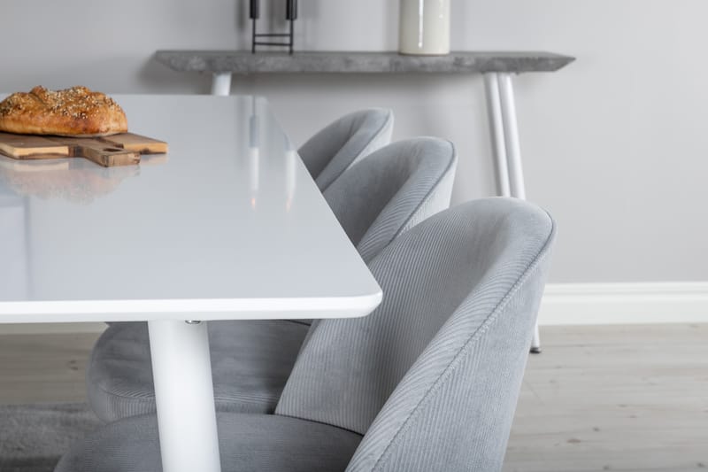 Ypas Spisegruppe 180 cm inkl. 6 Valeri Stoler - Hvit/Grå - Møbler - Bord - Spisegrupper