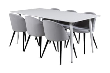 Ypas Spisegruppe 180 cm inkl. 6 Valeri Stoler - Hvit/Grå - Møbler - Bord - Spisegrupper