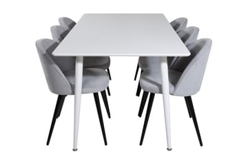 Ypas Spisegruppe 180 cm inkl. 6 Valeri Stoler - Hvit/Grå - Møbler - Bord - Spisegrupper