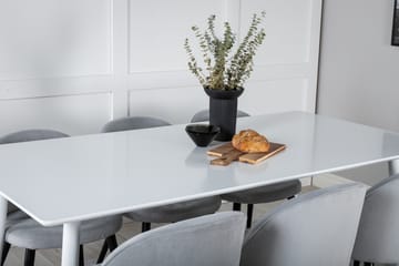 Ypas Spisegruppe 180 cm inkl. 6 Valeri Stoler - Hvit/Grå - Møbler - Bord - Spisegrupper