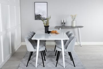 Ypas Spisegruppe 180 cm inkl. 6 Valeri Stoler - Hvit/Grå - Møbler - Bord - Spisegrupper
