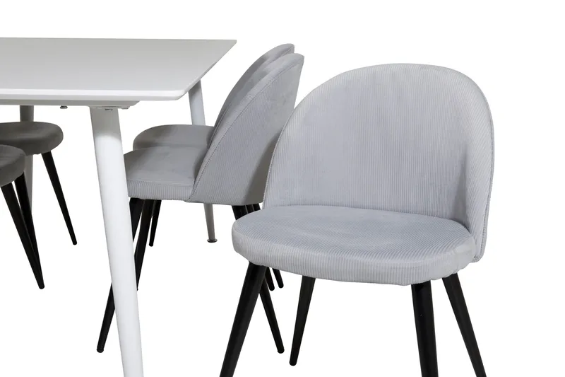 Ypas Spisegruppe 180 cm inkl. 6 Valeri Stoler - Hvit/Grå - Møbler - Bord - Spisegrupper