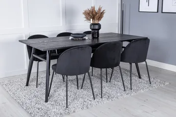 Zenazmi Forlengningsbar Spisegruppe 195 cm inkl. 6 Foyos Sto - Svart - Møbler - Bord - Spisegrupper