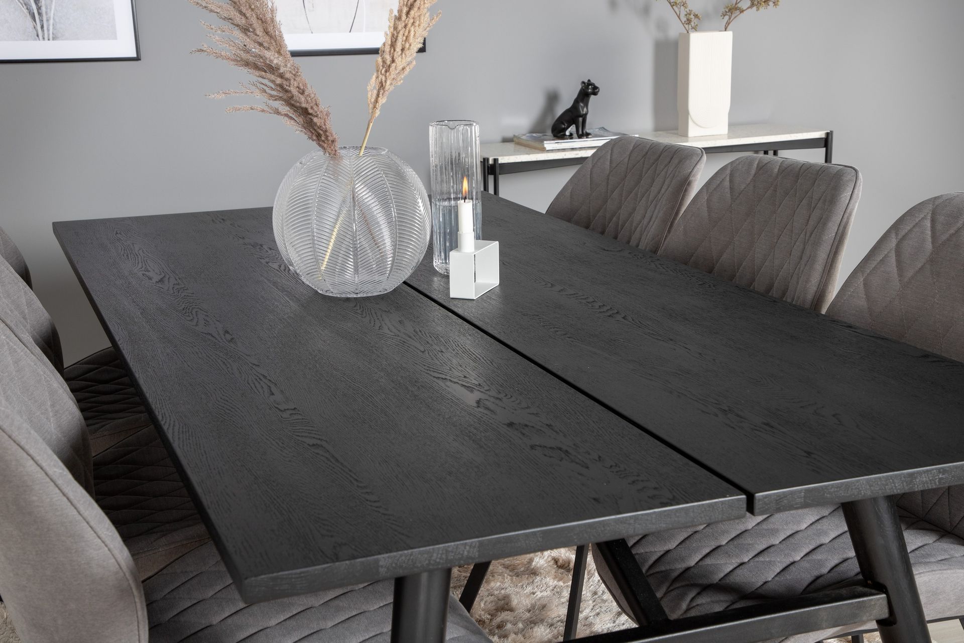 Zenazmi Forlengningsbar Spisegruppe 195 cm inkl. 6 Sumoas St - Svart/Grå - Møbler - Bord - Spisegrupper