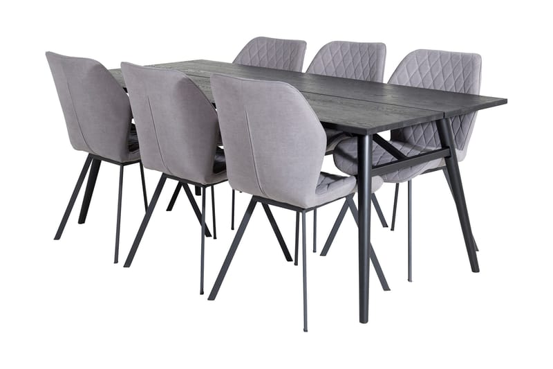 Zenazmi Forlengningsbar Spisegruppe 195 cm inkl. 6 Sumoas St, Svart/Grå