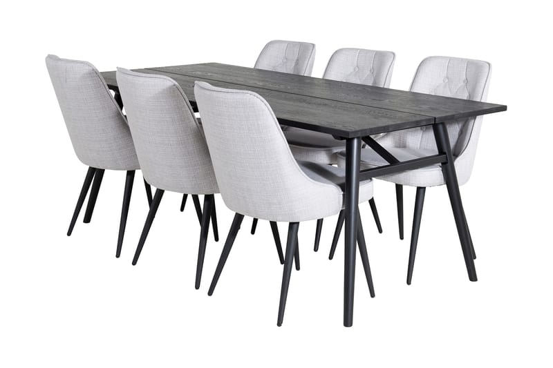 Zenazmi Forlengningsbar Spisegruppe 195 cm inkl. 6 Valera St, Svart/Grå