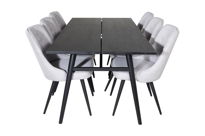 Zenazmi Forlengningsbar Spisegruppe 195 cm inkl. 6 Valera St - Svart/Grå - Møbler - Bord - Spisegrupper