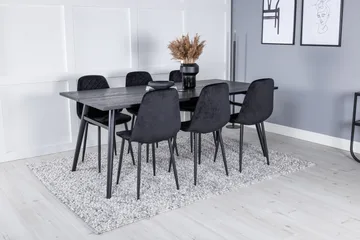Zenazmi Forlengningsbar Spisegruppe 195 cm inkl. 6 Ypas Stol - Svart - Møbler - Bord - Spisegrupper