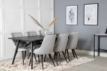 Zenazmi Spisebord 195 cm med 6 Valera Lyx Fløyelsstol - Møbler - Bord - Spisegrupper