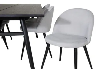 Zenazmi Spisegruppe 195 cm inkl. 6 Valeri Cordfløyelstoler - Svart/Grå - Møbler - Bord - Spisegrupper