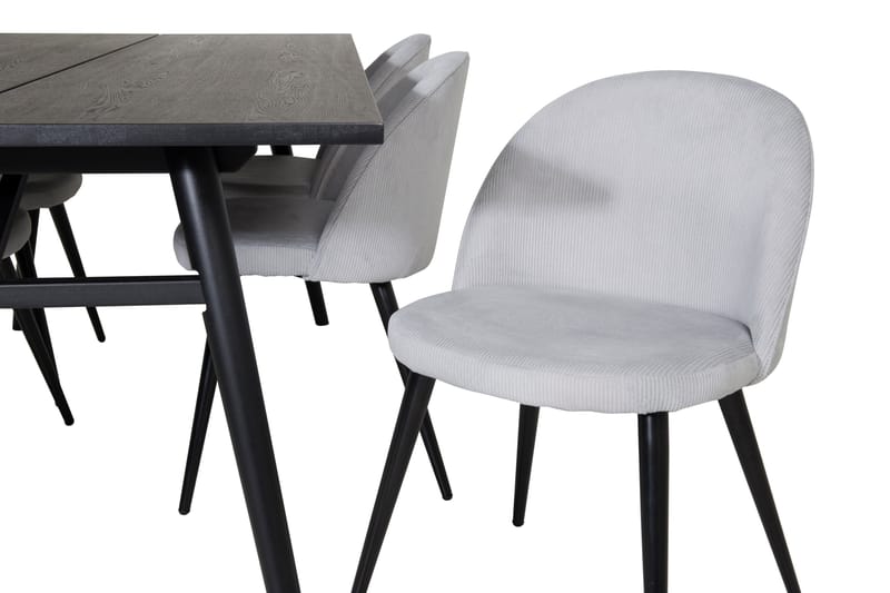 Zenazmi Spisegruppe 195 cm inkl. 6 Valeri Cordfløyelstoler - Svart/Grå - Møbler - Bord - Spisegrupper