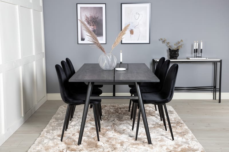 Zenazmi Spisegruppe 195 cm inkl. 6 Pontus Stoler - Svart - Møbler - Bord - Spisegrupper