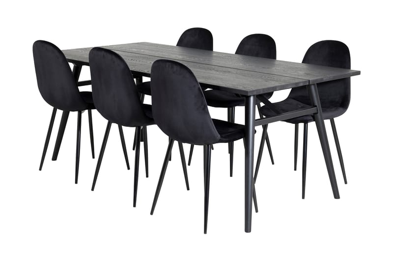 Zenazmi Spisegruppe 195 cm inkl. 6 Pontus Stoler - Svart - Møbler - Bord - Spisegrupper