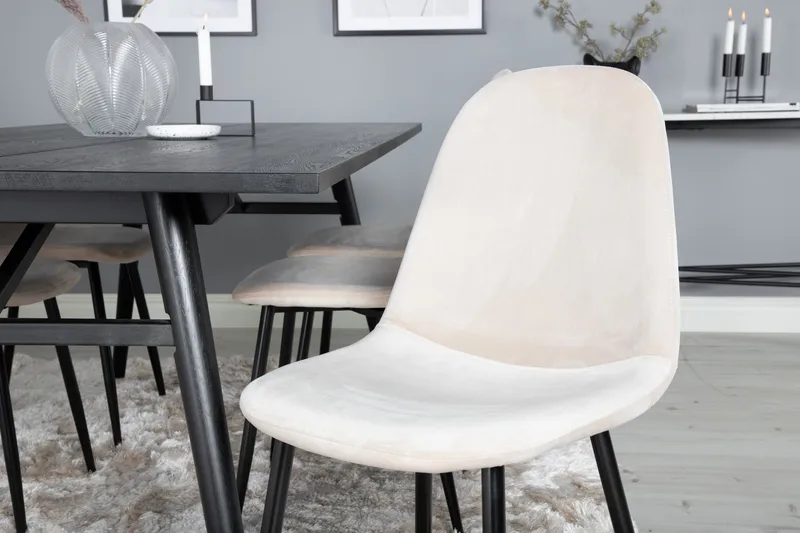 Zenazmi Spisegruppe 195 cm inkl. 6 Pontus Stoler - Svart/Beige - Møbler - Bord - Spisegrupper