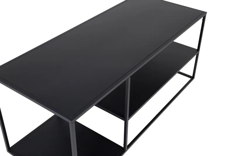 Staal 50 cm Rektangulært Sofabord med Hyller i Metall - Sort - Møbler - Bord - Sofabord