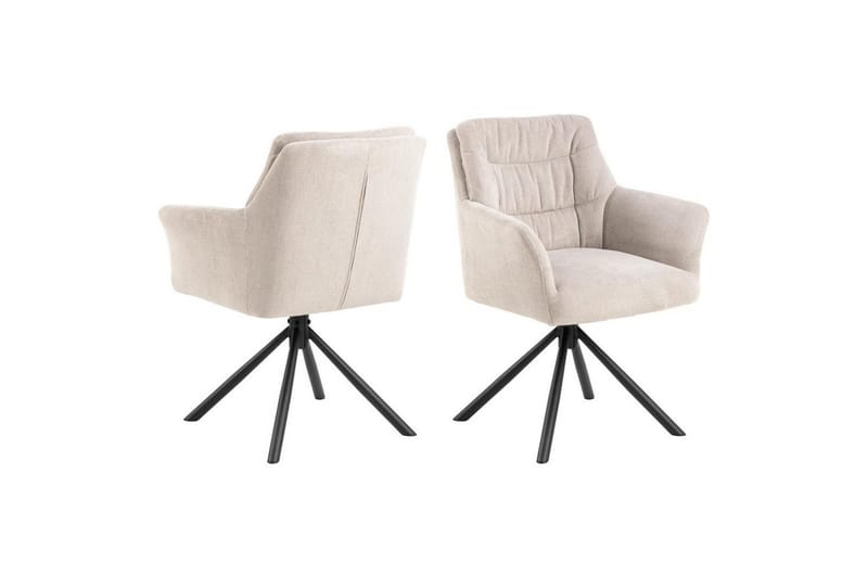 Stabby Rund Spisegruppe 110 cm + 4 stk. Spisestoler - Svart/Hvit/Beige - Møbler - Bord - Spisegrupper