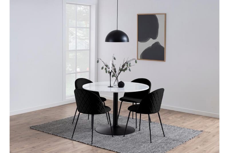 Stabby Rundt Spisebord 110 cm i Marmor - Hvit - Møbler - Bord - Spisebord & kjøkkenbord