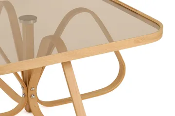Stedum Kvadratisk Sofabord 90 cm med Understell i Tre - Brunt Røykglass - Møbler - Bord - Sofabord
