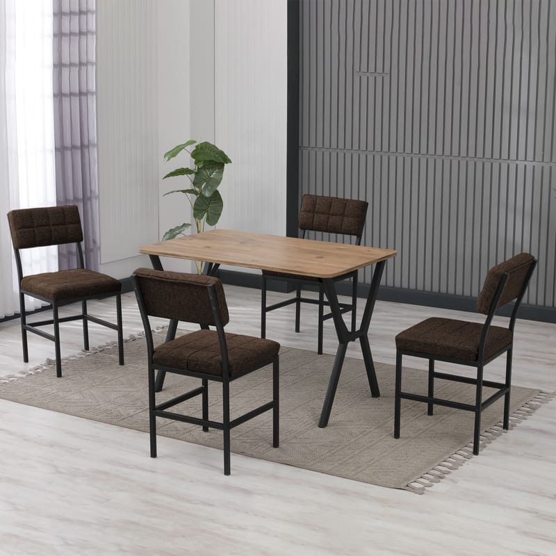Stedum spisegruppe bord 110 cm + 4 stoler - Brun og Valnøtt - Møbler - Bord - Spisegrupper